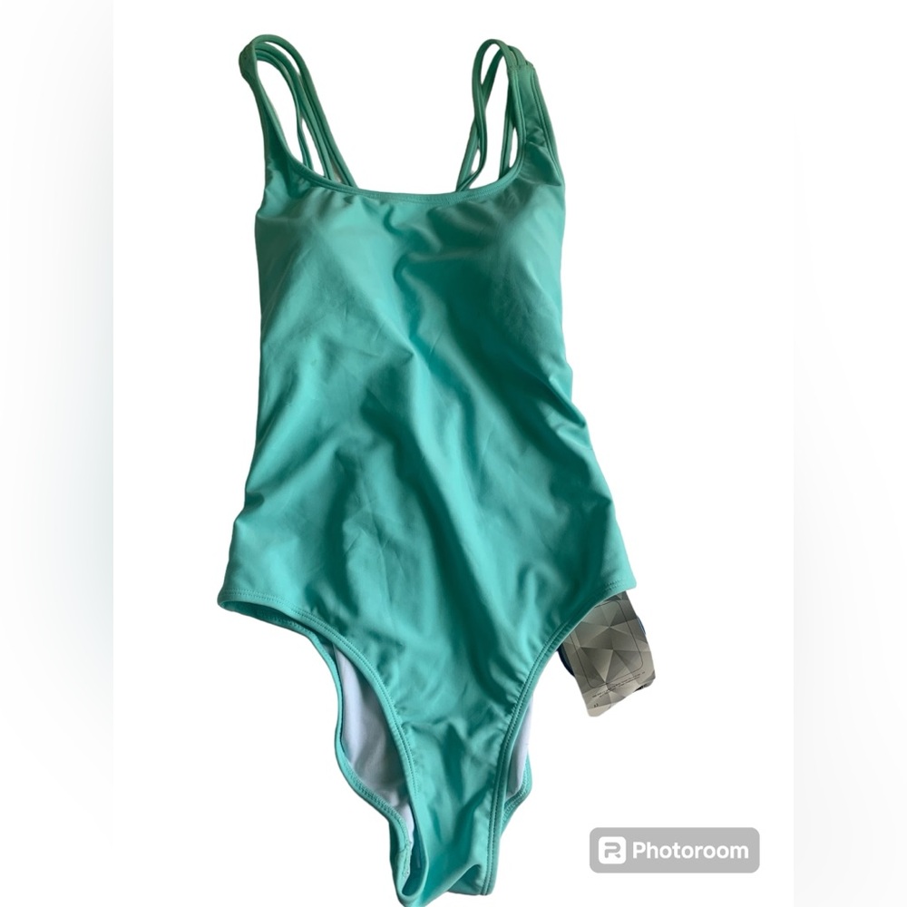 Baeleaf Women’s Blue One Piece Tank Criss Cross Back Swimsuit UPF 50+ NWT S